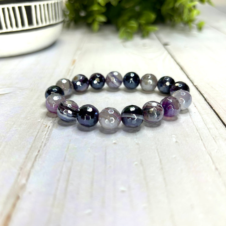 Plated Agate Bracelet- Purple and White