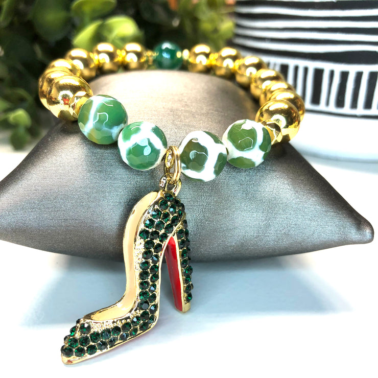 Agate and Hematite Bracelet-Emerald