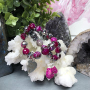 “The Fight”  2 pc. Silver Plated Agate and Hematite Bracelet Set
