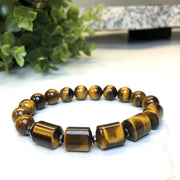 Triangular Prism Tiger's Eye and Hematite Bracelet - Brothers