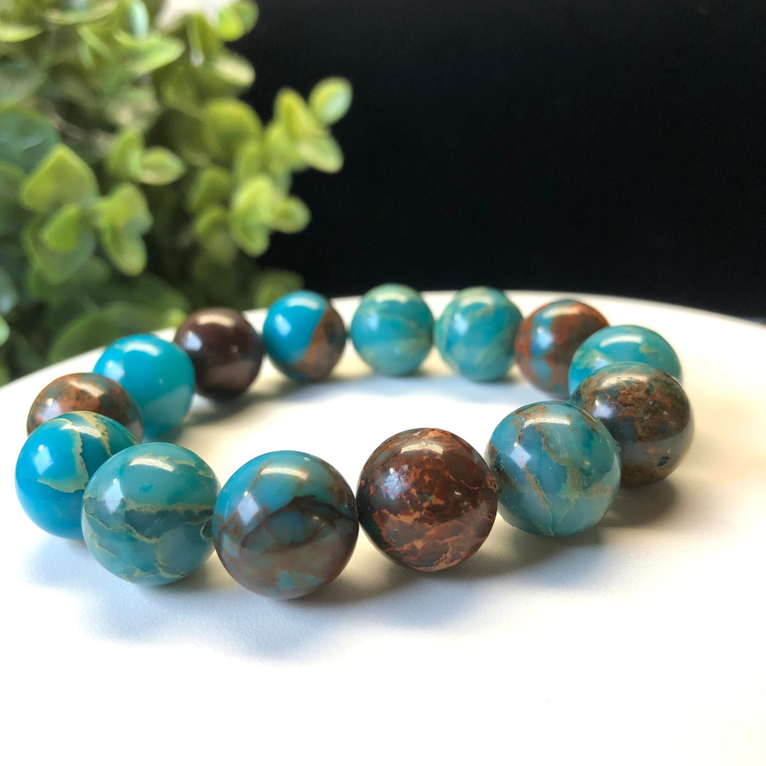 Bracelet Personnalisé En Jaspe Impérial Turquoise Et Agate Mate – Fait Sur Mesure Pour Vous
