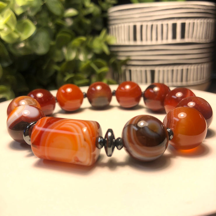 Sardonyx, Agate and Hematite Bracelet - Nutmeg 2