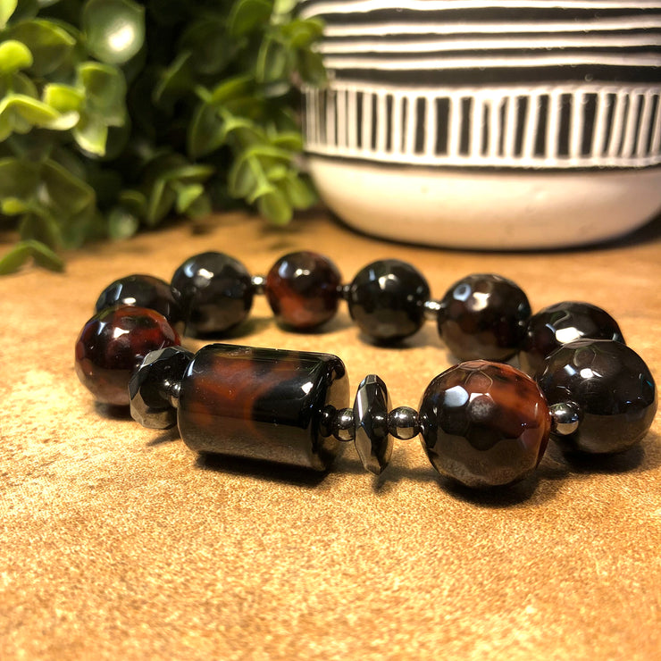 Sardonyx, Agate and Hematite Bracelet - Clove