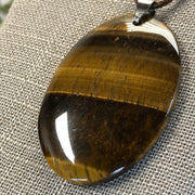 20" Waxed Leather Cord Necklace with Oval Tiger's Eye Pendant