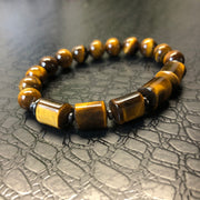 Triangular Prism Tiger's Eye and Hematite Bracelet - Brothers