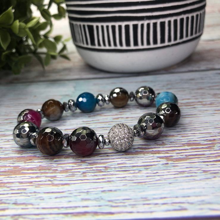 Plated Agate Bracelet- "So Icy" Blue, Purple, Multi-colored