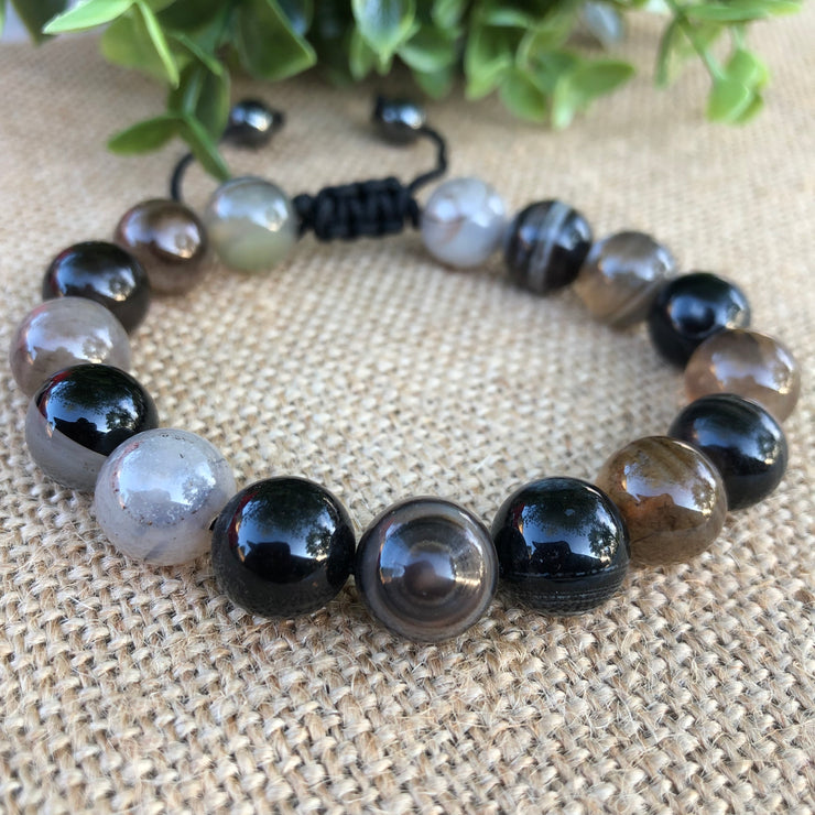 Onyx Macramé Bracelet- "Brown Eyes"