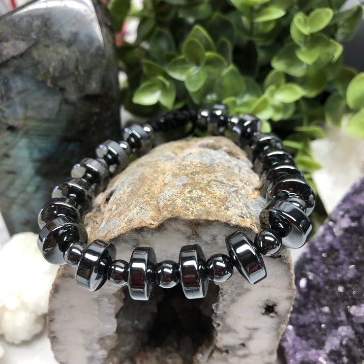 Hematite Macramé Bracelet- The Disc