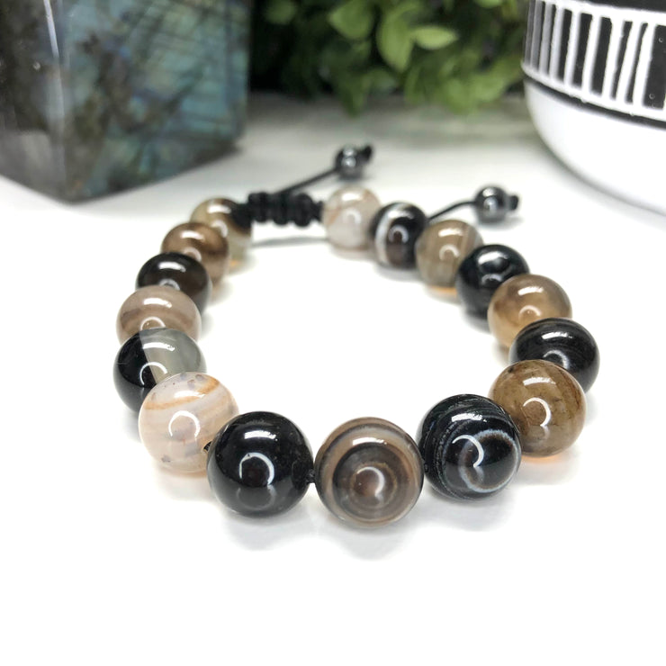 Onyx Macramé Bracelet- "Brown Eyes"